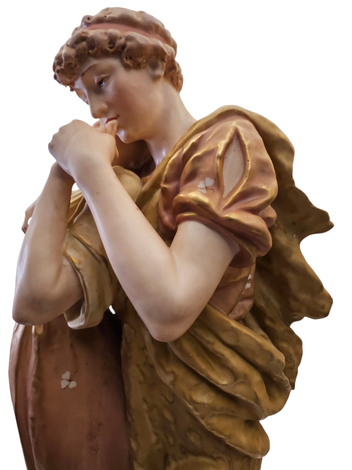 Large Antique ROYAL DUX Porcelain Statue Figural Group "Wedded Grecian Lovers"