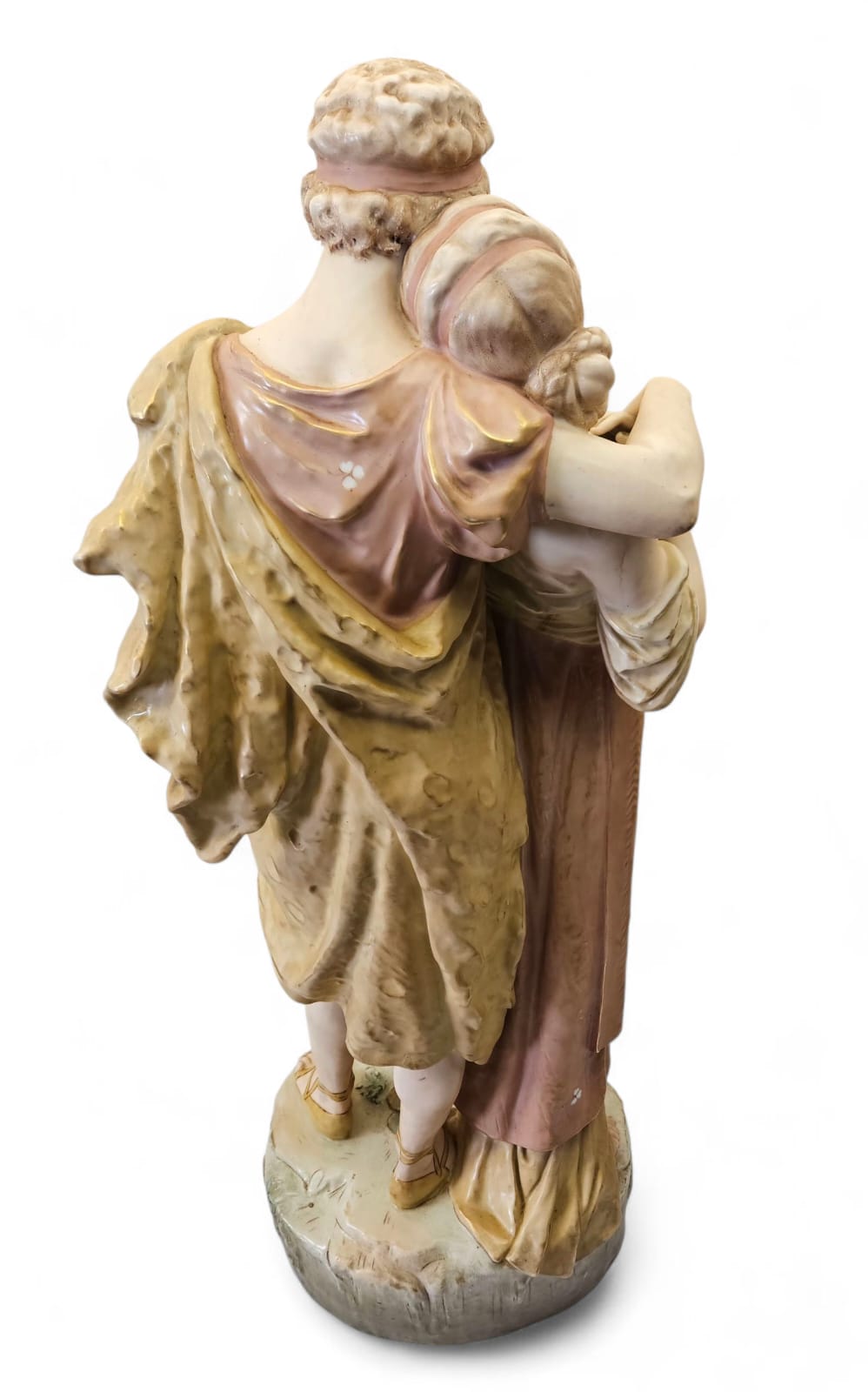 Large Antique ROYAL DUX Porcelain Statue Figural Group "Wedded Grecian Lovers"