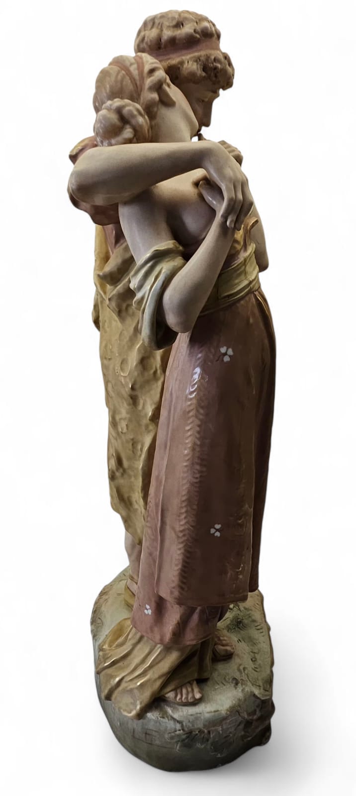 Large Antique ROYAL DUX Porcelain Statue Figural Group "Wedded Grecian Lovers"