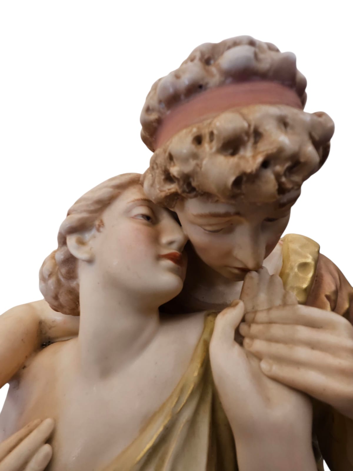 Large Antique ROYAL DUX Porcelain Statue Figural Group "Wedded Grecian Lovers"