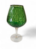 Vintage Empoli Emerald Green Diamond Optic Art Glass Snifter Vase