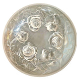 Etling France opalescent glass fruit bowl with rose design 30cm c.1930