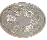 Etling France opalescent glass fruit bowl with rose design 30cm c.1930