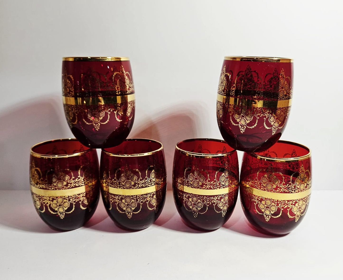 Ferro & Lazzarini Murano Ruby Red Glass Decanter set with 6 glasses