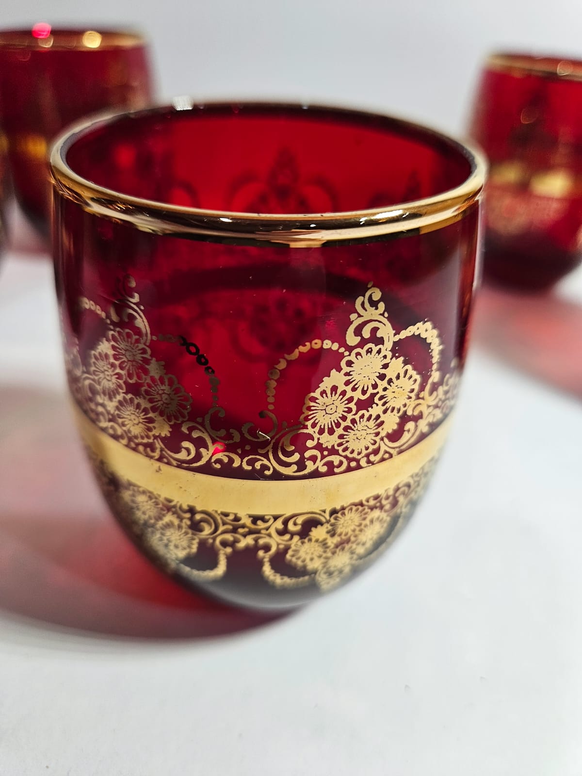 Ferro & Lazzarini Murano Ruby Red Glass Decanter set with 6 glasses