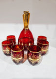 Ferro & Lazzarini Murano Ruby Red Glass Decanter set with 6 glasses