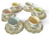 6 x EB Foley fine bone china Trios in the "Crocus Ixia" pattern #3955- 1950s