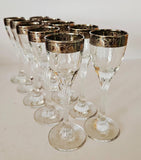 10 x Vintage Cristalleria Fratelli Fumo Shot Glasses with Twisted Stems