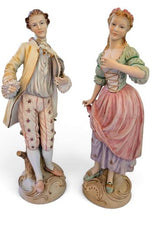 Pair of Large 19th Century French Bisque Porcelain Figures 36cm