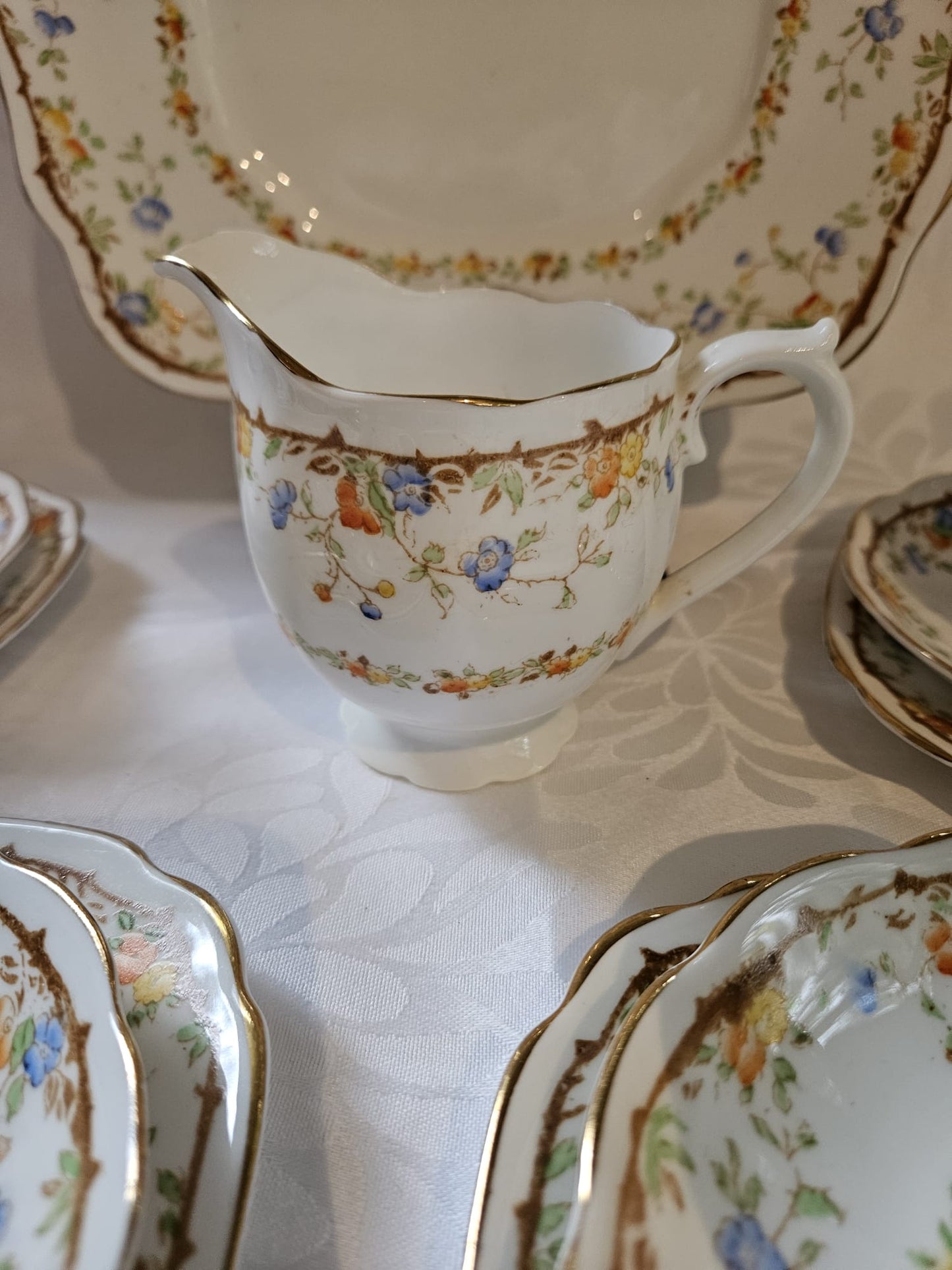 Early Royal Albert Crown China "Gaiety Brown" 14 pc Tea set (1927-1935)