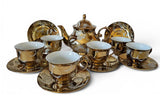 Vintage White & Metallic Gold 13pcs teaset 1970s