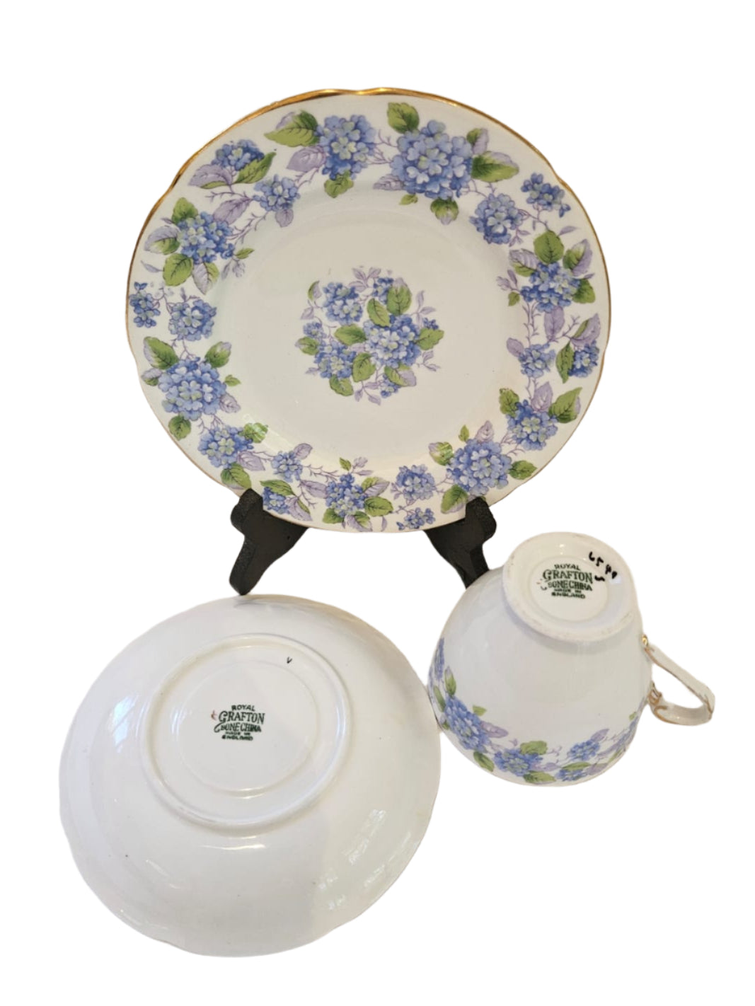 Floral Decorated "Royal Grafton" Trio, Cup Saucer and Plate