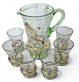 MCM Green and Gold Lemonade 6 x Glasses and Pitcher Set