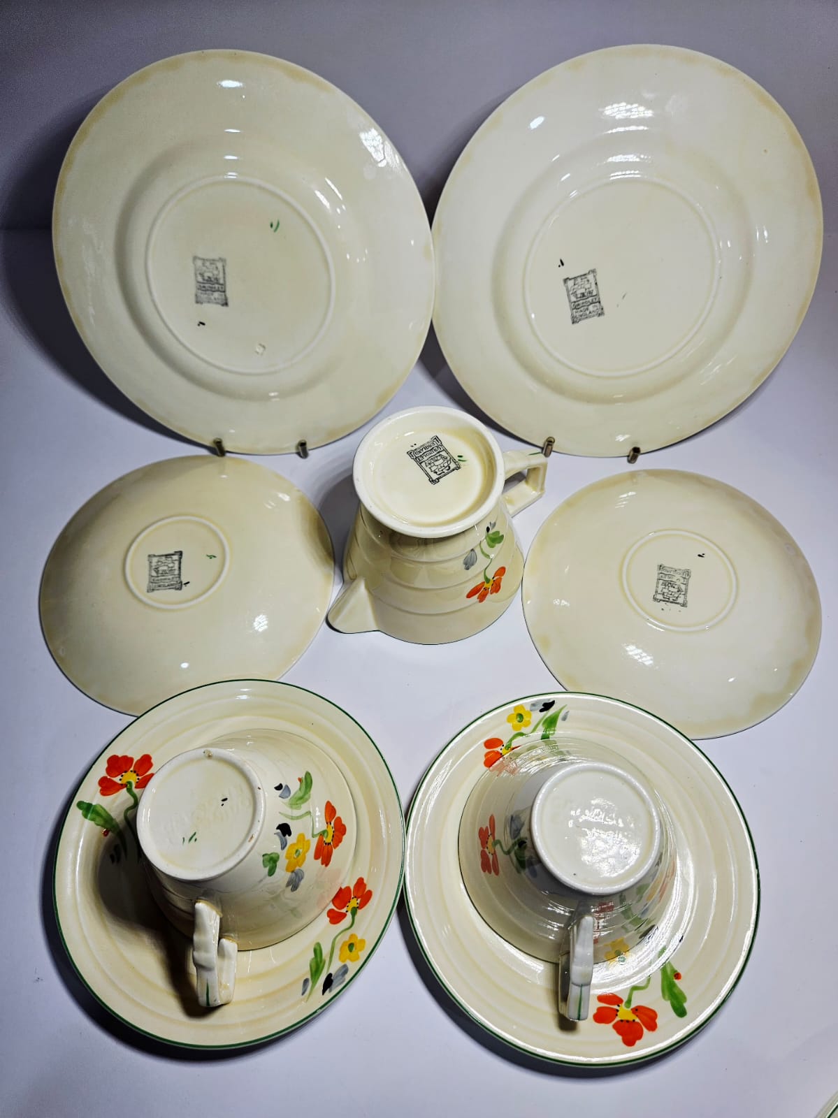 Vintage hand painted Grindley Tea set for 4 - Art Deco - Period 1936-1954
