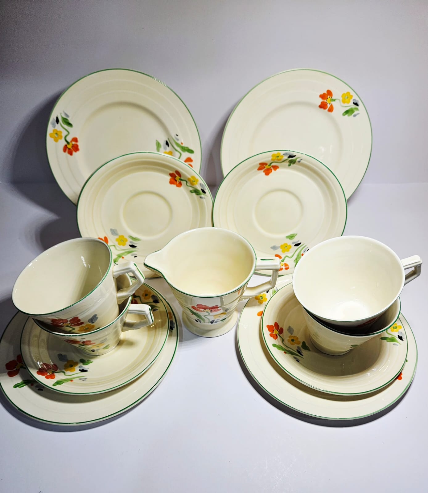 Vintage hand painted Grindley Tea set for 4 - Art Deco - Period 1936-1954