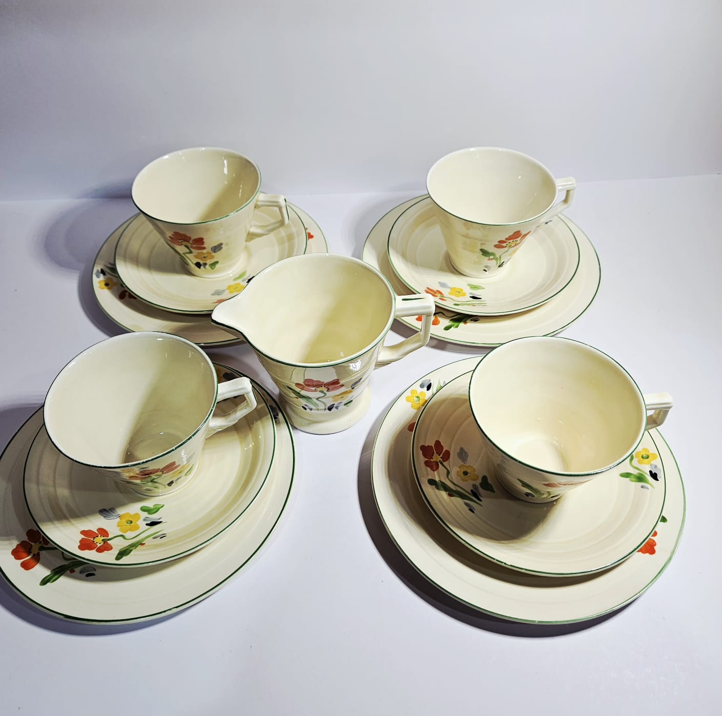 Vintage hand painted Grindley Tea set for 4 - Art Deco - Period 1936-1954