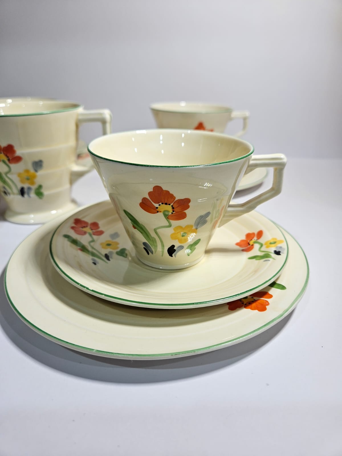 Vintage hand painted Grindley Tea set for 4 - Art Deco - Period 1936-1954