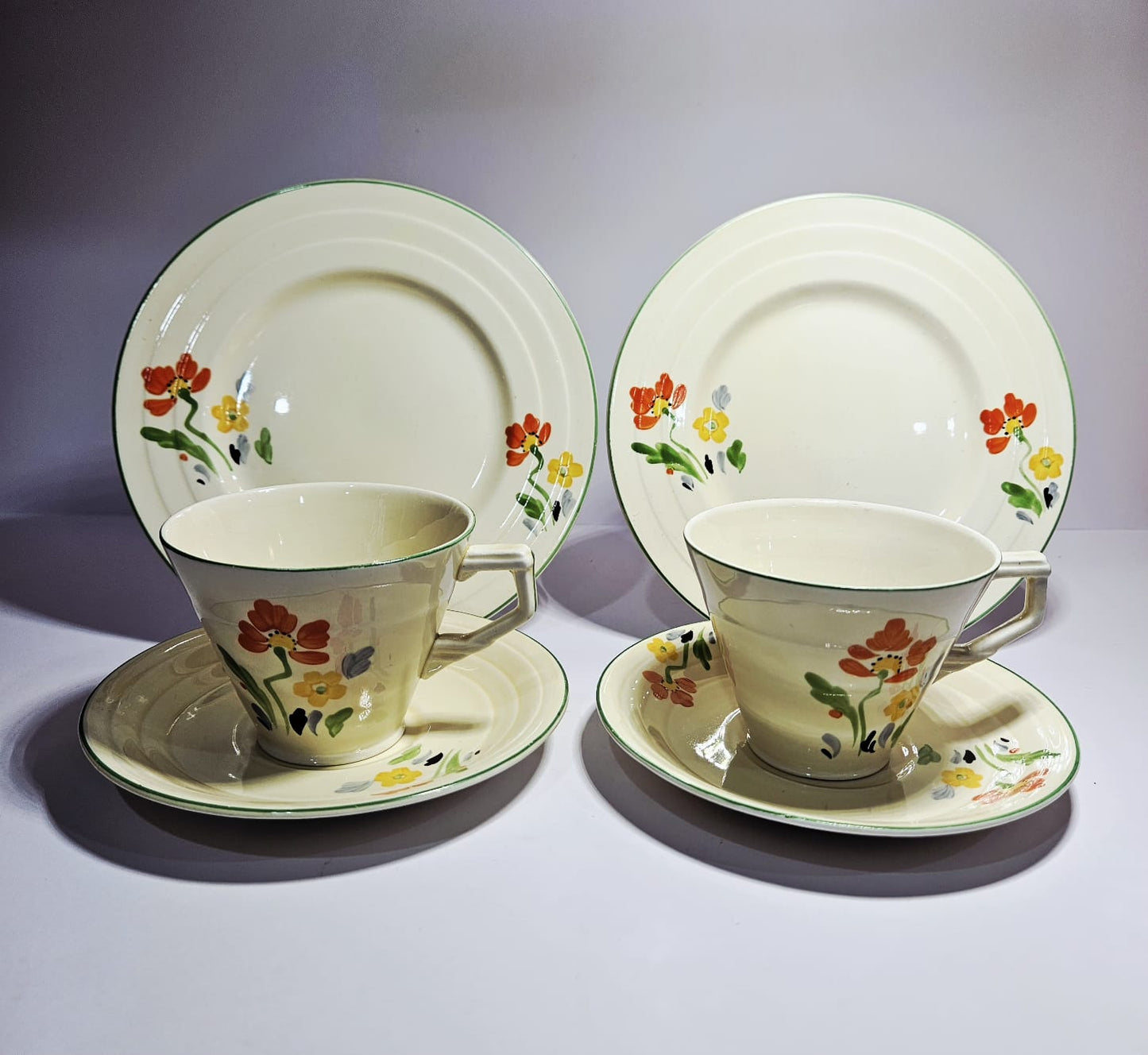 Vintage hand painted Grindley Tea set for 4 - Art Deco - Period 1936-1954