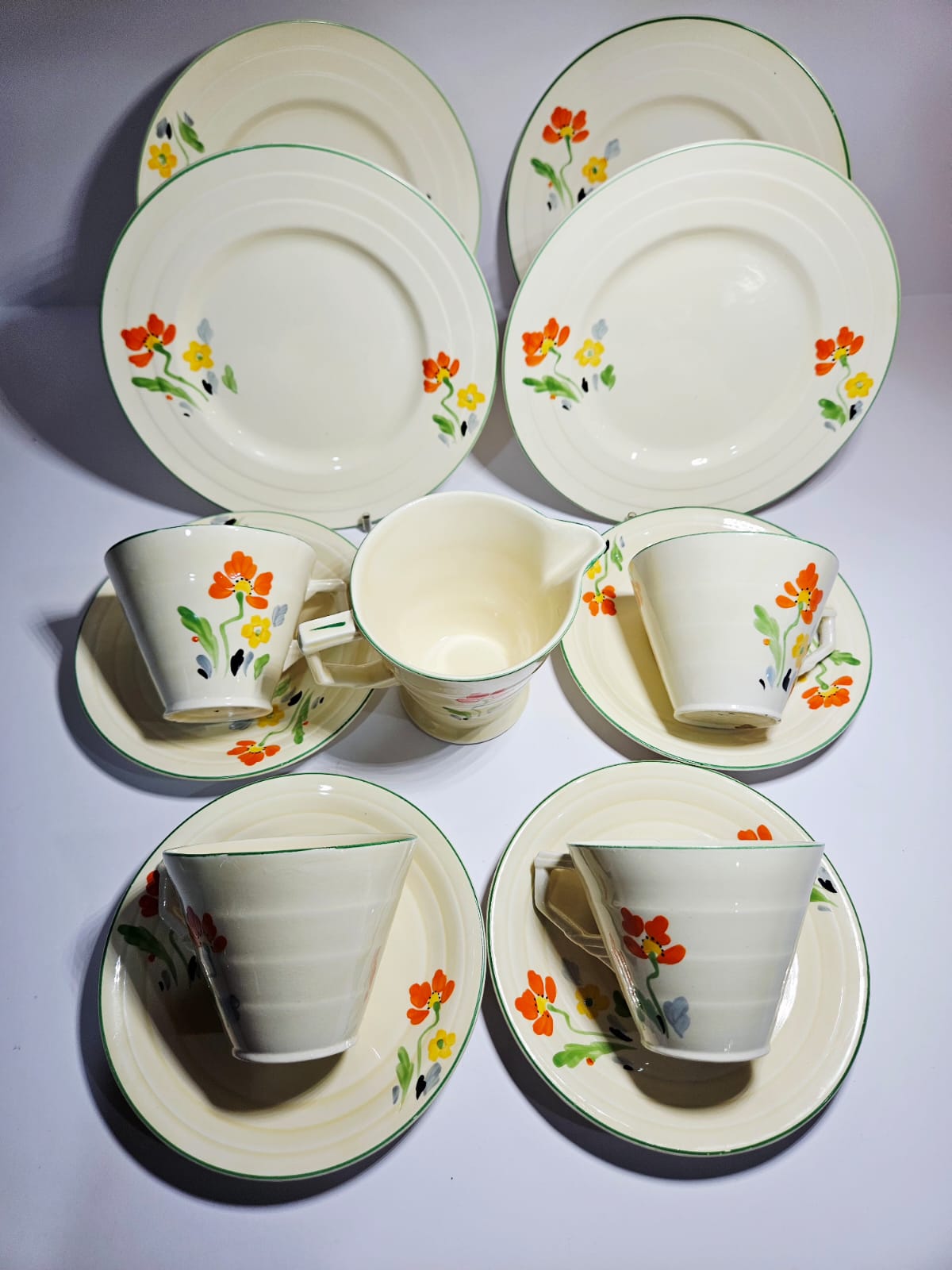 Vintage hand painted Grindley Tea set for 4 - Art Deco - Period 1936-1954