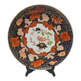 Blue, Red and Gold Porcelain Charger Hand Painted by Yuet Tung China Works Hong Kong