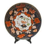 Blue, Red and Gold Porcelain Charger Hand Painted by Yuet Tung China Works Hong Kong