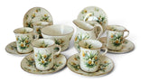 Vintage Hammersley Bone China 14pc Coffee Set Yellow Jonquils 1940s