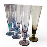 Vintage Harlequin Etched Parfait/Champagne Glasses. Set of 7