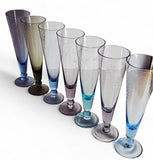 Vintage Harlequin Etched Parfait/Champagne Glasses. Set of 7