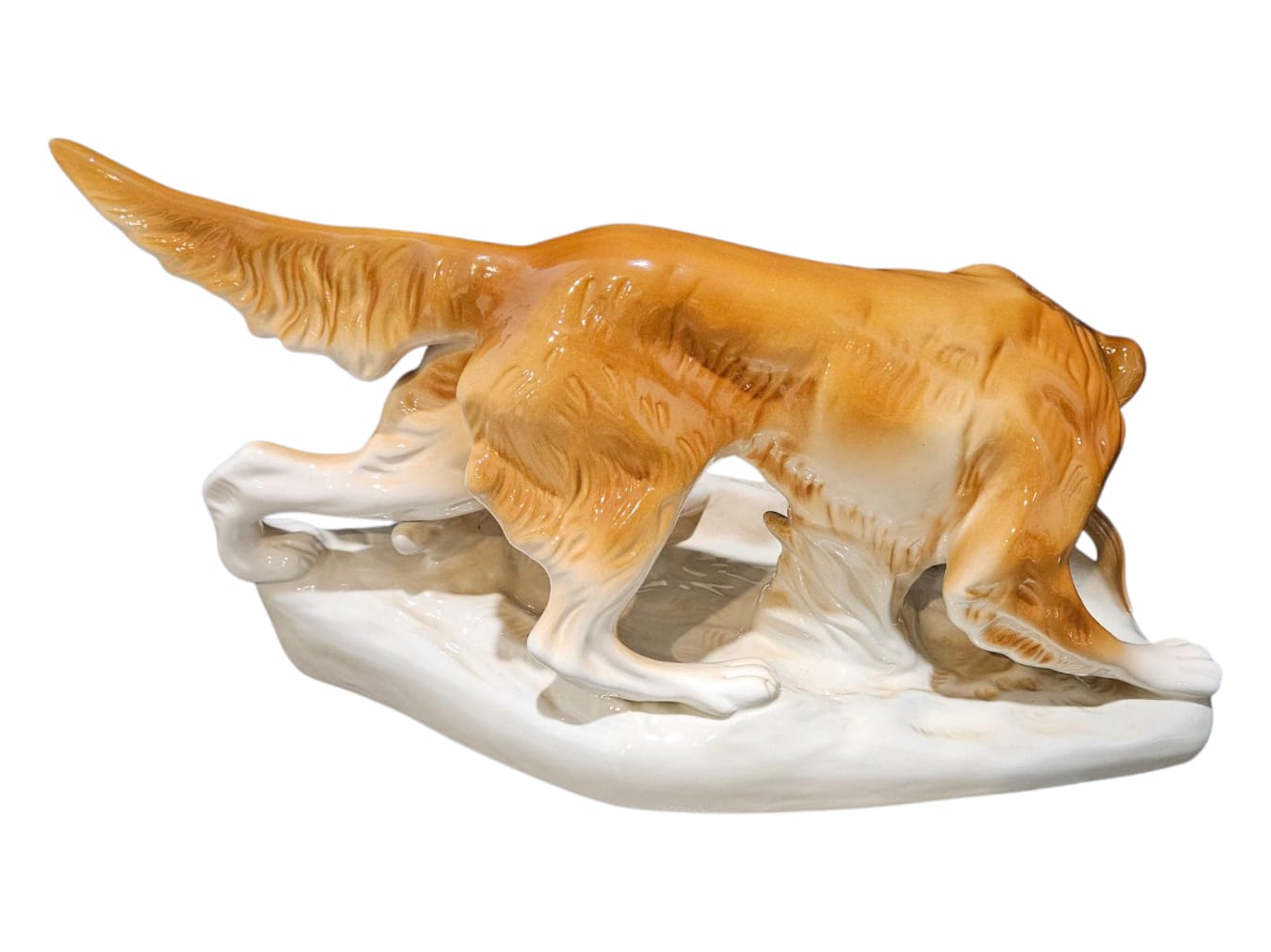 Royal Dux Czechoslovakia 306/1 Hunting Dog with Prey - Art Deco Porcelain Figurine