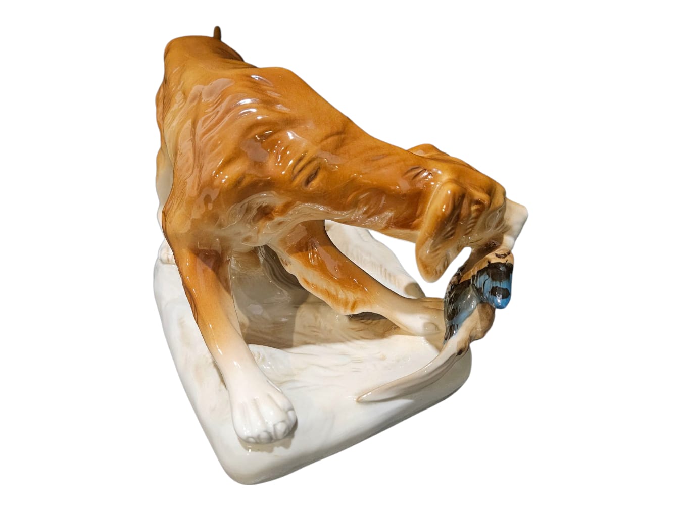 Royal Dux Czechoslovakia 306/1 Hunting Dog with Prey - Art Deco Porcelain Figurine