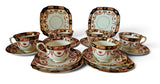 Royal Albert Crown China "Devon Black" Imari #3961 Trio and Duo c1920s