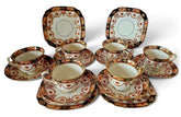 Royal Albert Crown China "Devon Black" Imari #3961 Trio and Duo c1920s