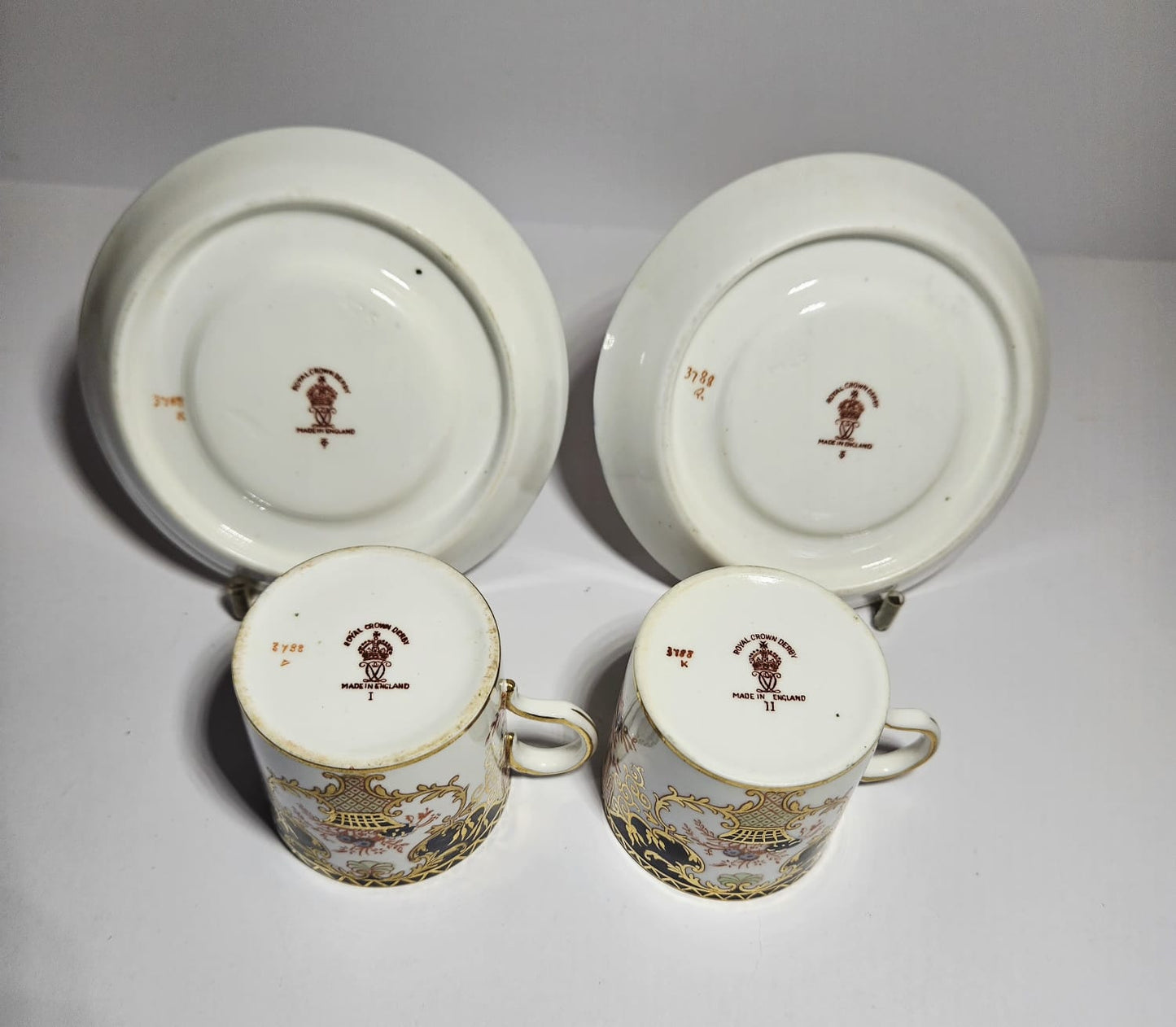 Antique Royal Crown Derby duos, pattern 3788, Circa 1925