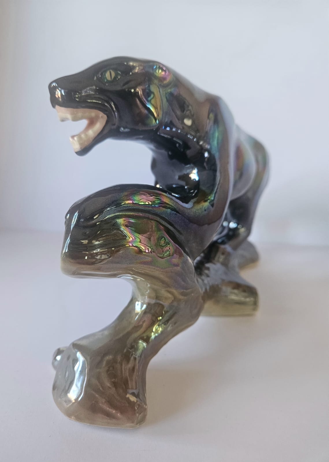 JEMA HOLLAND Panther no. 780, Kitsch Lustreware ceramic 1960's Panther Figure