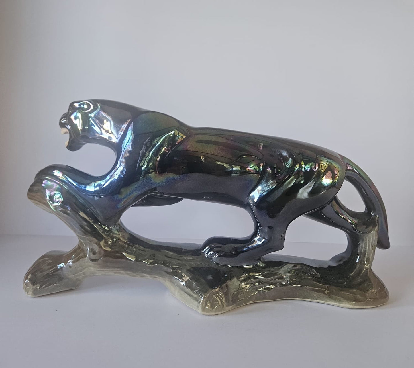 JEMA HOLLAND Panther no. 780, Kitsch Lustreware ceramic 1960's Panther Figure