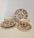 2 x Vintage James Kent"Pompadour" Cup, Saucer and Plate Trio