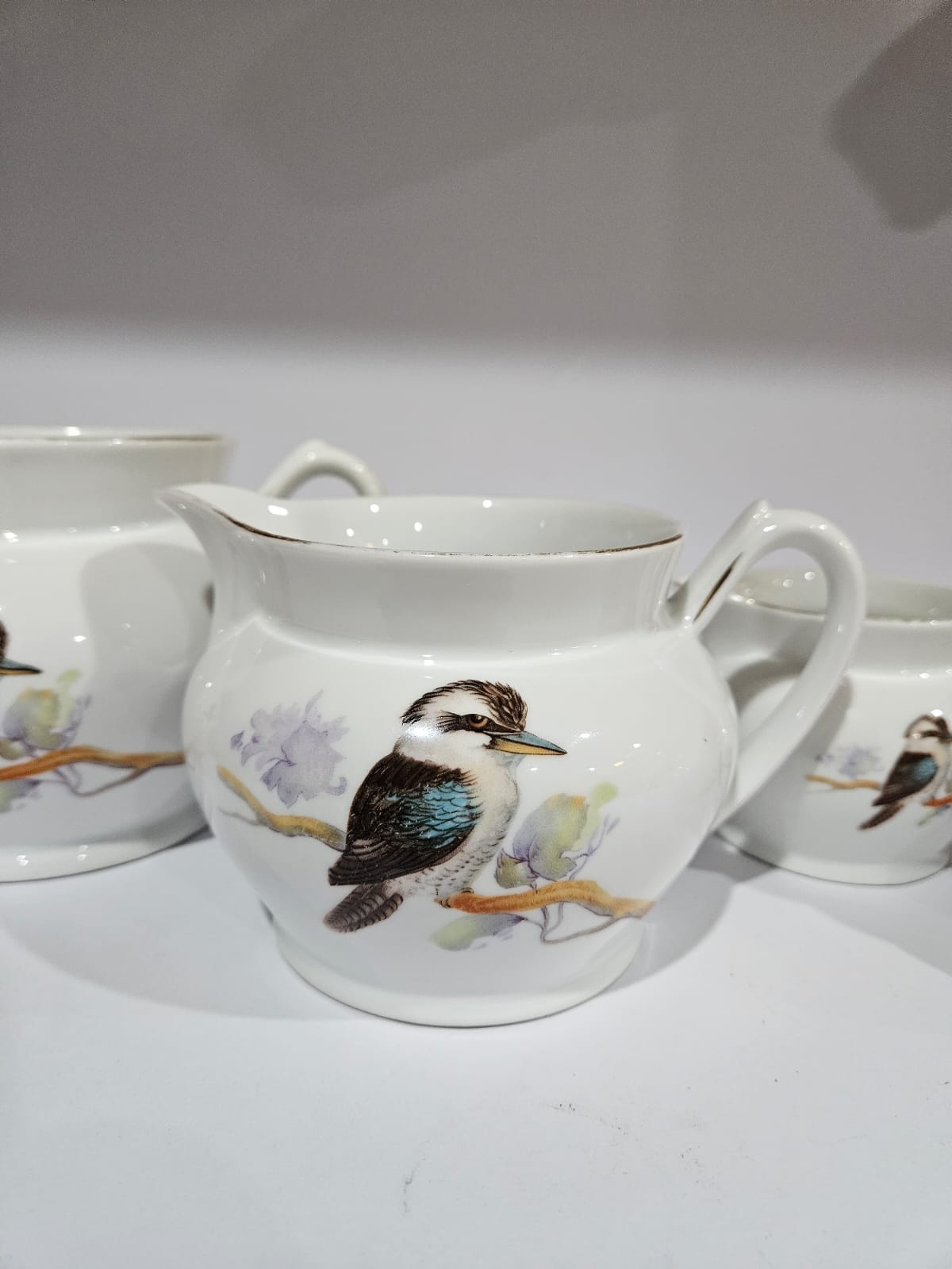 RARE! Vintage Art Deco Kookaburra Bone China set of 5 graduated Jugs - Keh Scherzer Bavaria 1930's