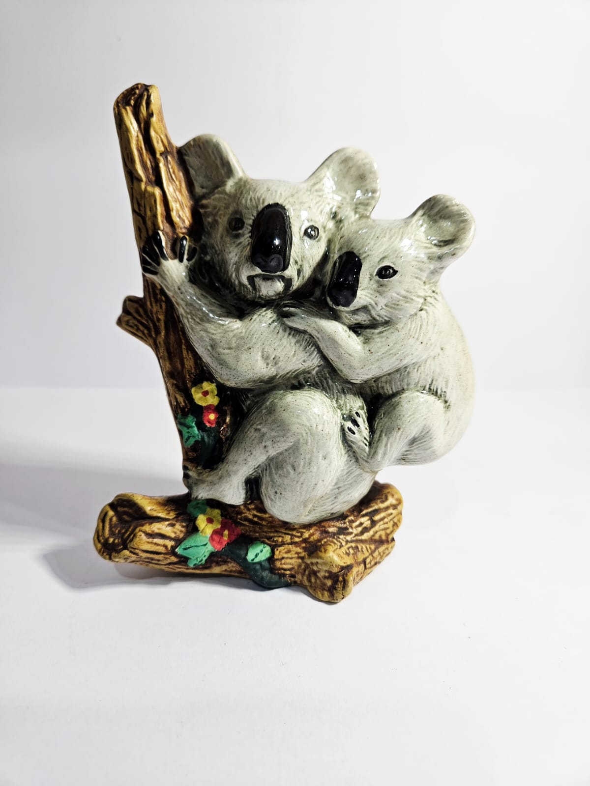 Koala & Joey on a branch Australian Pottery signed JH - Rare