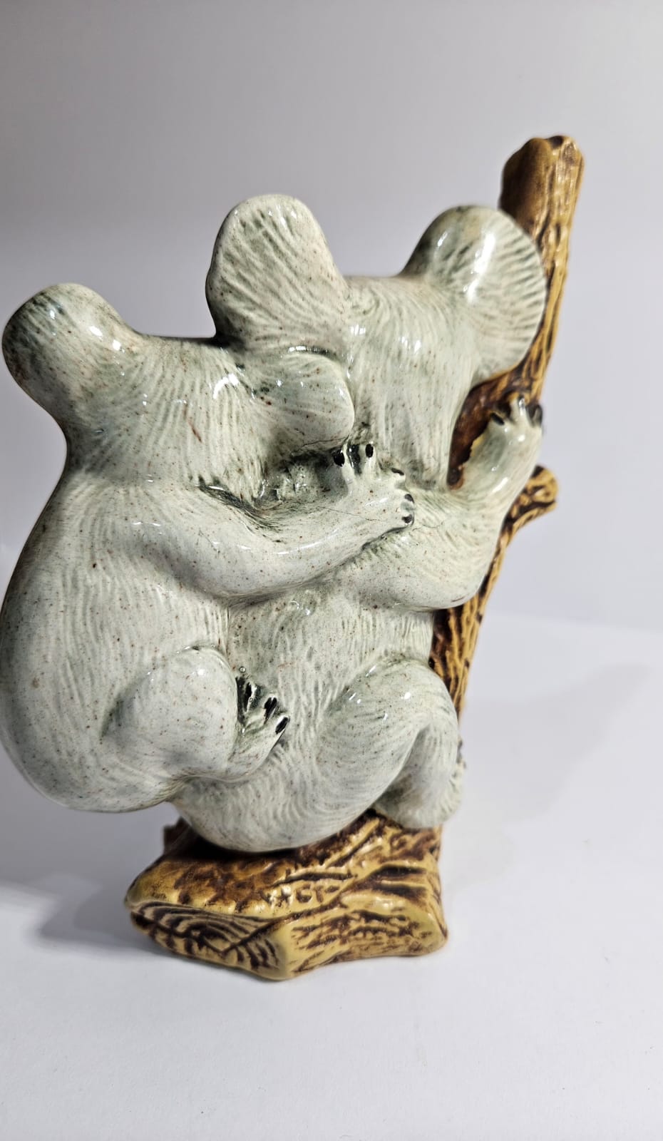 Koala & Joey on a branch Australian Pottery signed JH - Rare