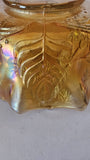 Crown Crystal Carnival glass master Bowl, Marigold Kookaburra
