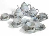 Japanese Hand Painted Kutani Eggshell Porcelain 14pcs tea set - Meiji Era