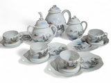 Japanese Hand Painted Kutani Eggshell Porcelain 14pcs tea set - Meiji Era