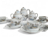 Japanese Hand Painted Kutani Eggshell Porcelain 14pcs tea set - Meiji Era