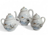Japanese Hand Painted Kutani Eggshell Porcelain 14pcs tea set - Meiji Era