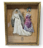 Antique French Fashion magasine Print 3D Shadow Box Wedding Bride White Lace c.1870