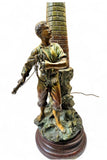 Antique French spelter Figural Lighthouse Lamp, "La Tempete" circa 1915