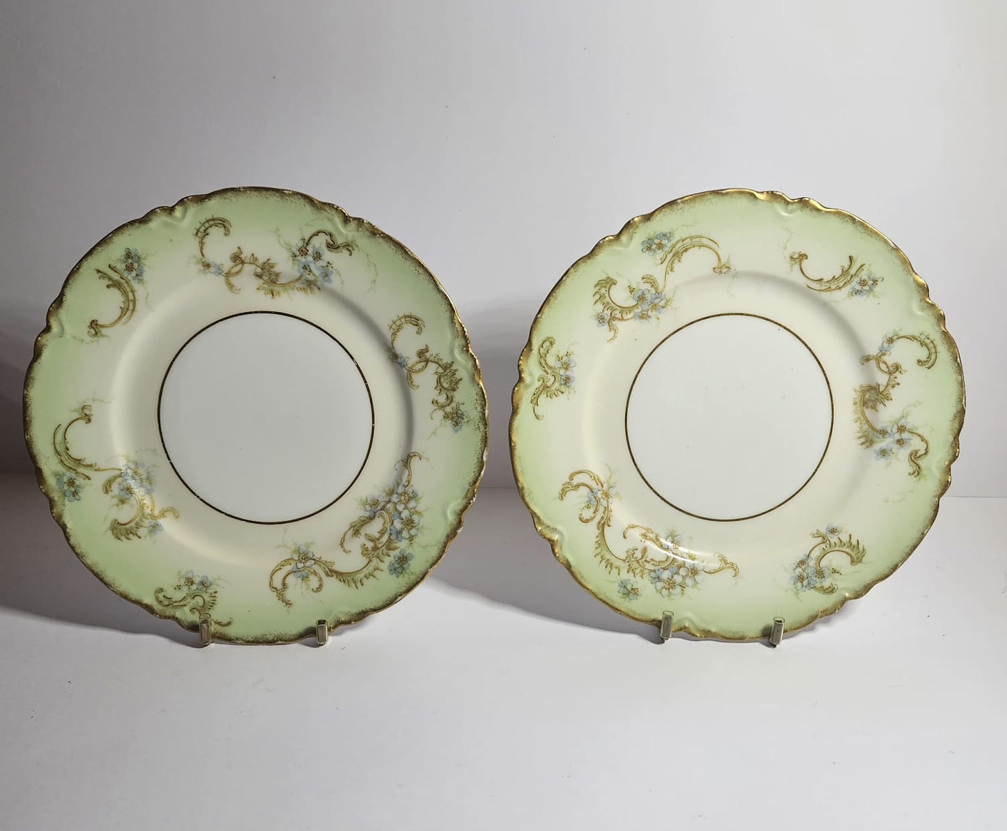 2 x Haviland & Co. Limoges France Hand Painted trios & Cake Plate circa 1920