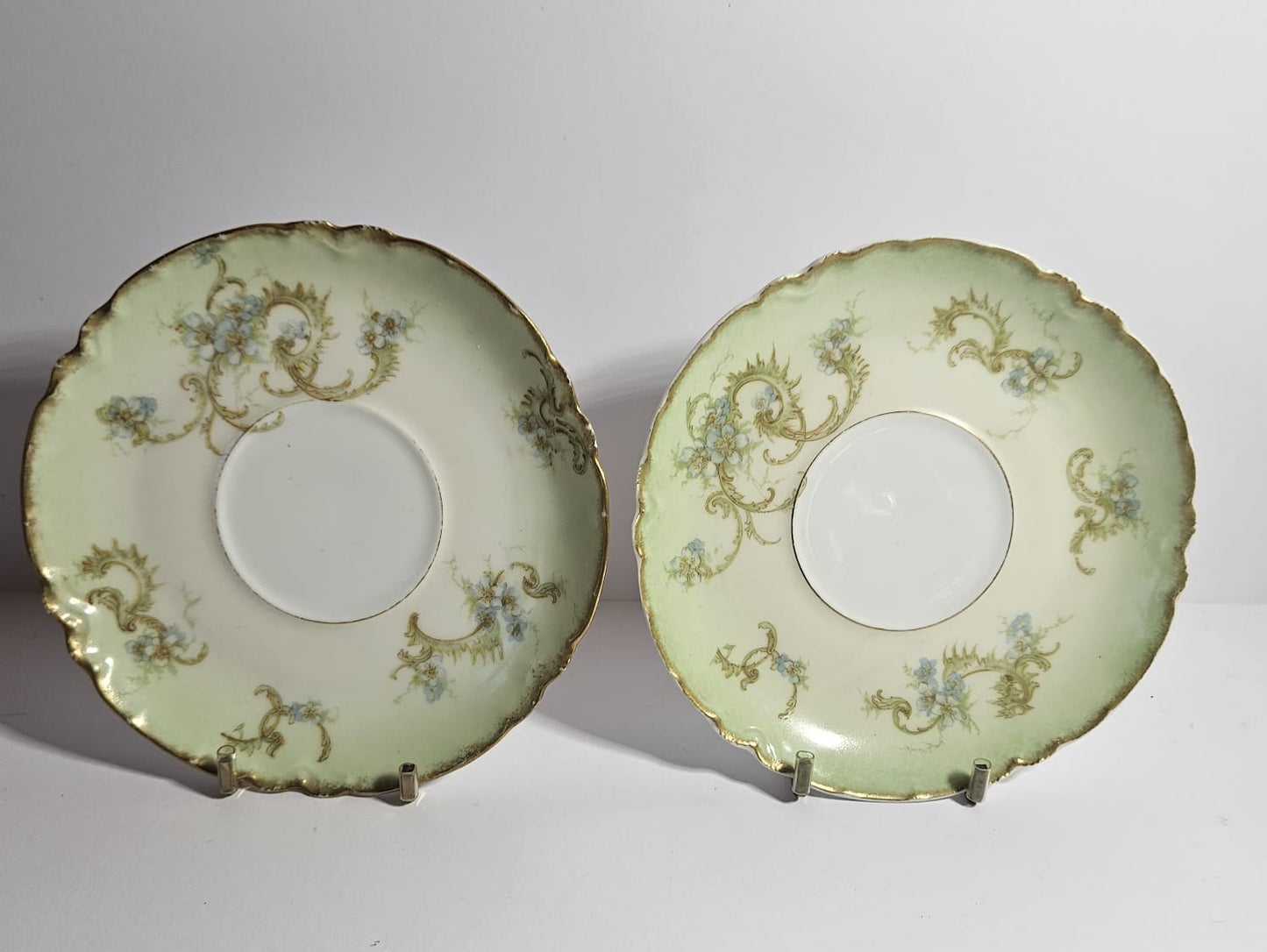 2 x Haviland & Co. Limoges France Hand Painted trios & Cake Plate circa 1920