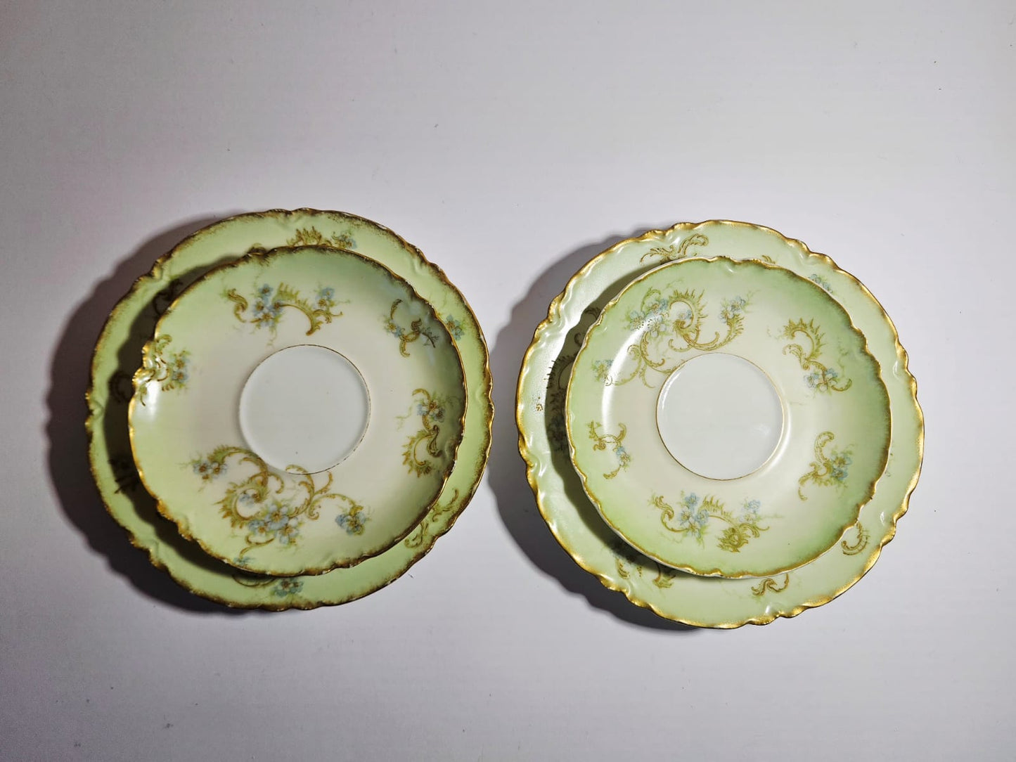 2 x Haviland & Co. Limoges France Hand Painted trios & Cake Plate circa 1920