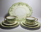 2 x Haviland & Co. Limoges France Hand Painted trios & Cake Plate circa 1920